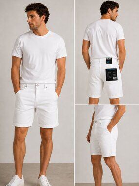 DKNY Jeans Men's “Bedford” Slim Fit 9" White Denim Shorts - Size 38 - NWT $69.50